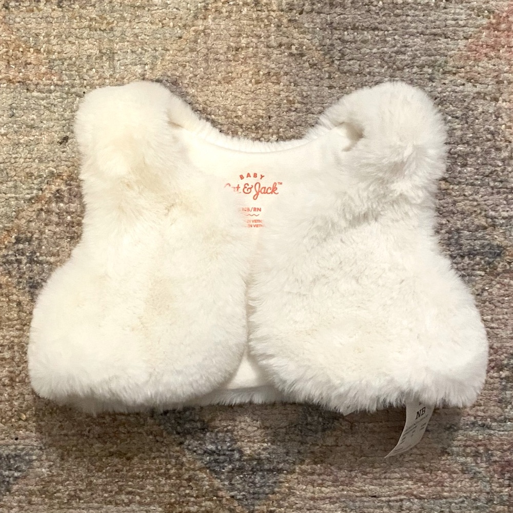 NWT Cat & Jack White Fuzzy Infant Vest